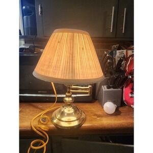 Vintage Cheyenne Solid Brass Swing Arm Table Light Lamp With Original Shade Rare